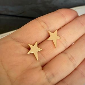 Star Stud Earrings 18k Gold Plated 0.5 inch Long Star Earrings Jewelry